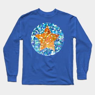 Gold Dotty Star on Blue Long Sleeve T-Shirt